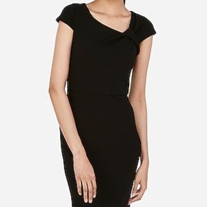 EXPRESS Asymmetrical Ruched Shoulder Sheath Dress - Black